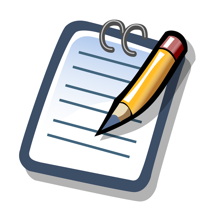 Clipart of a pencil and notepad